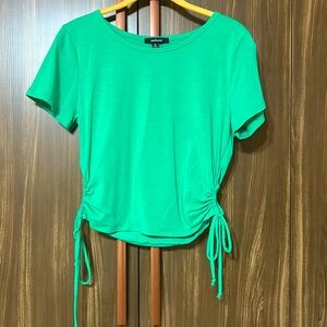 Green Crop Top Ruced On Sides‼️